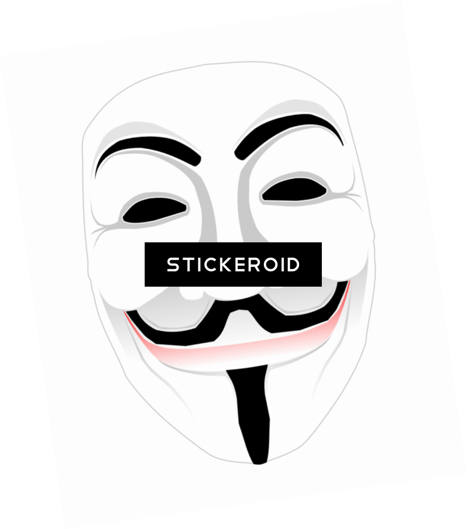 匿名 桌布 壁紙 — 一個純黑色背景上的白色蓋伊·福克斯面具，帶有寬闊的笑容和黑色眼睛。