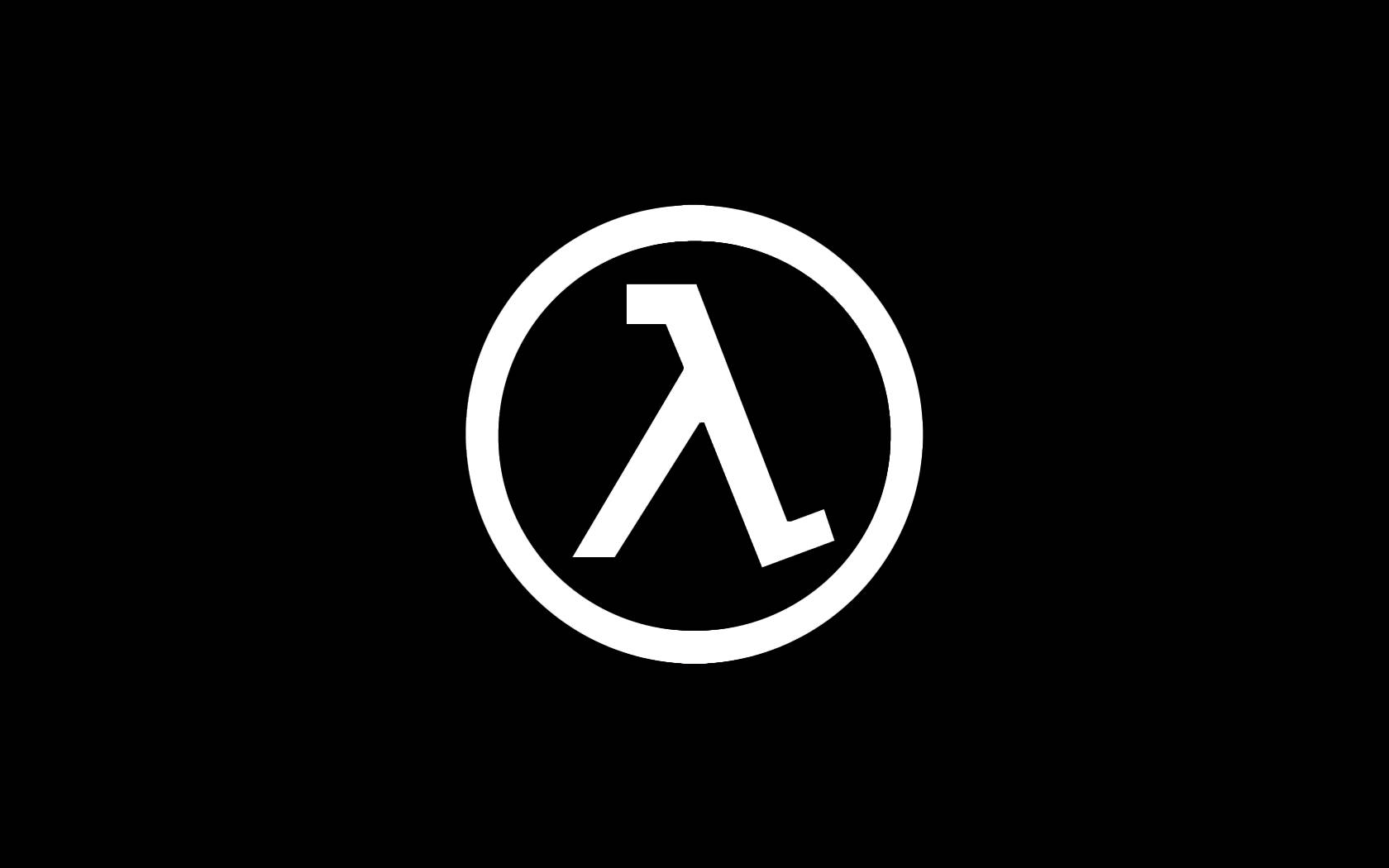 黑色背景圓圈內的白色 lambda 符號 — 極簡桌面 壁紙