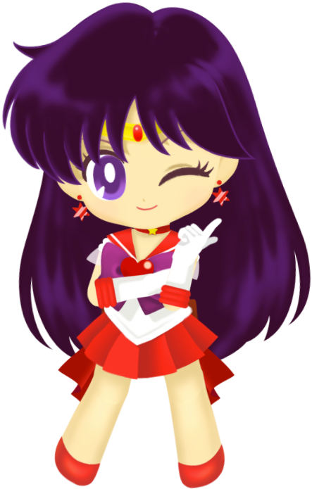 sailor 桌布 壁紙 — 一個紫髮紫眼的Q版動漫女孩穿著水手服眨眼並指著。