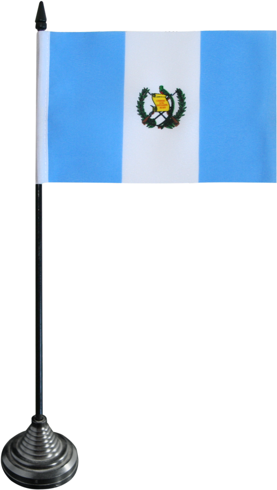 Flag 桌布 壁紙 — 一個細小的瓜地馬拉國旗放在金屬架上，背景是純黑色。