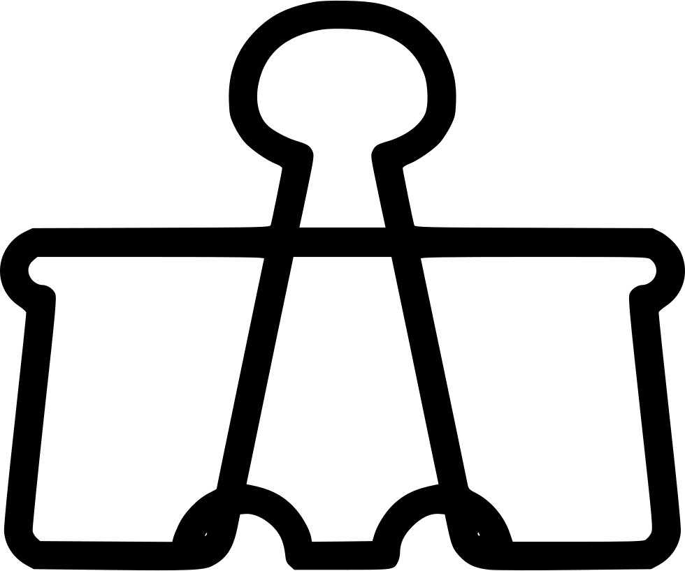 Clip Art 桌布 壁紙 — 一個經典活頁夾夾子的醒目黑色線條藝術插圖，背景為純白色。