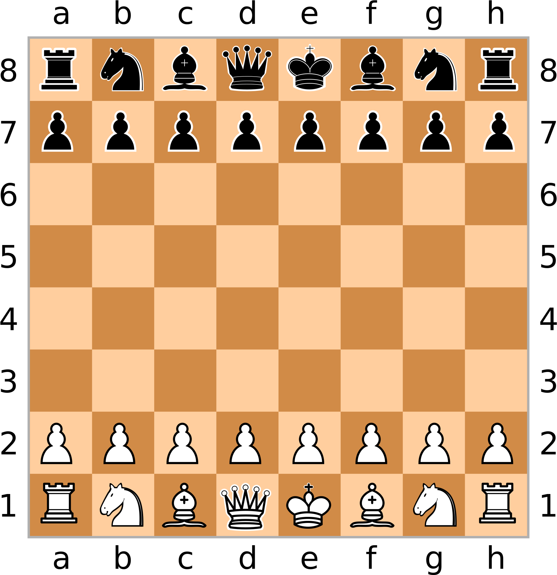 西洋棋 桌布 壁紙 — 一個經典的棋盤，黑白棋子排列在起始位置，棋盤方格交替為淺棕色和深棕色。