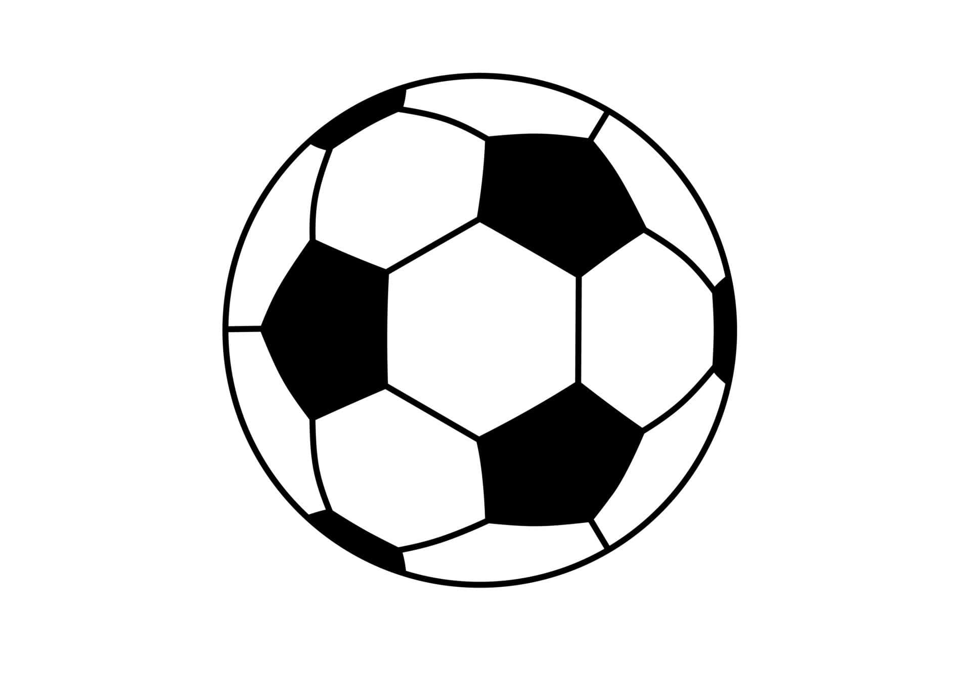 ball 桌布 壁紙 — 一個經典的黑白足球，帶有六邊形和五邊形面板，置於純白色背景上。