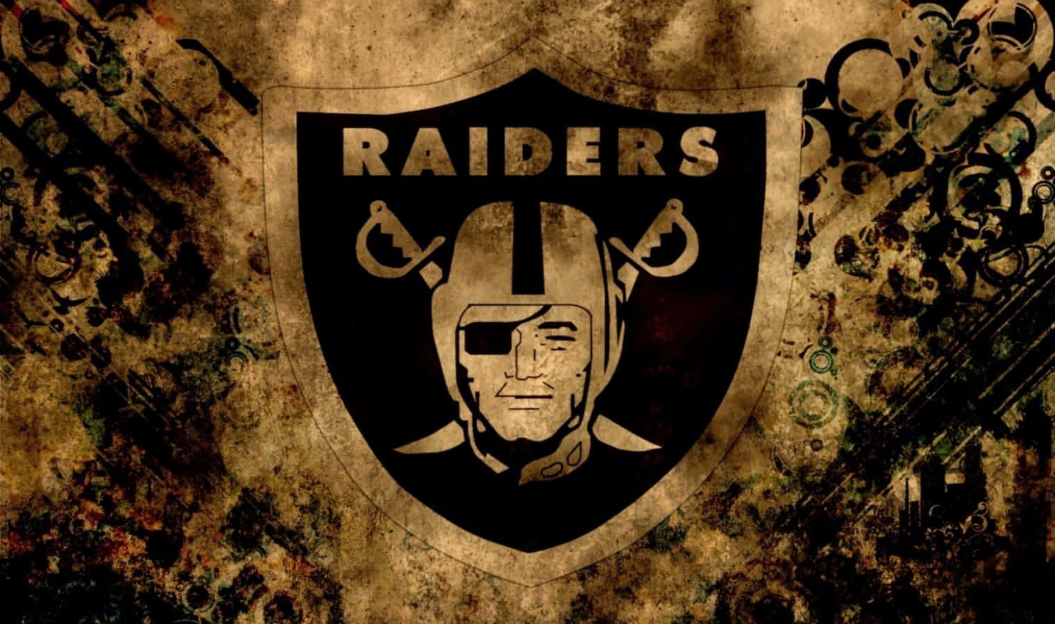 Raiders足球隊標誌，骷髏頭和劍在磨損的背景上。 — 突襲者 GIF 壁紙