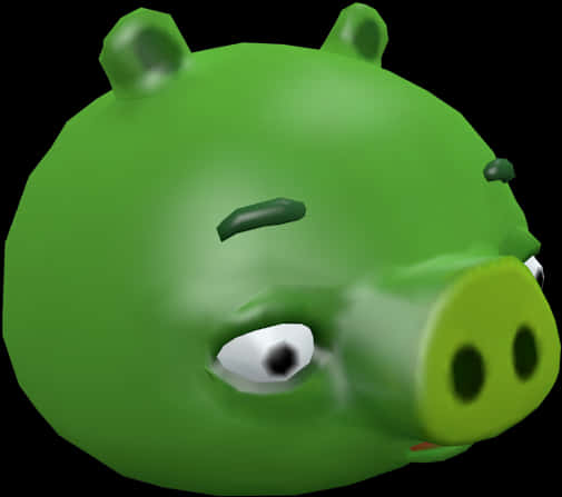 Angry Birds 桌布 壁紙 — 一個綠色3D渲染豬角色的特寫，表情不悅，背景為黑色。