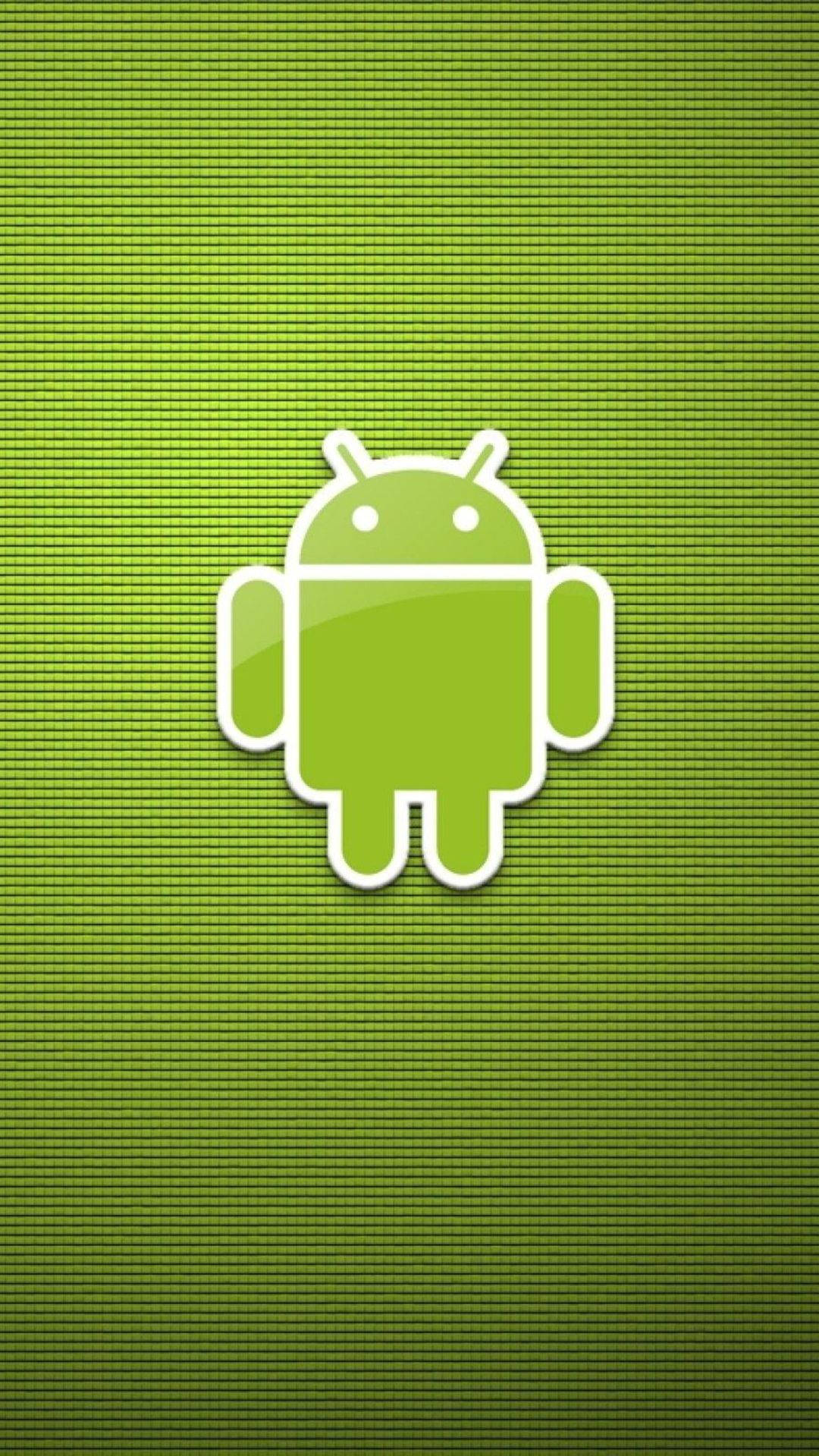 安卓 桌布 壁紙 — 一個綠色Android機器人標誌，居中放置在帶有水平條紋的紋理綠色背景上。
