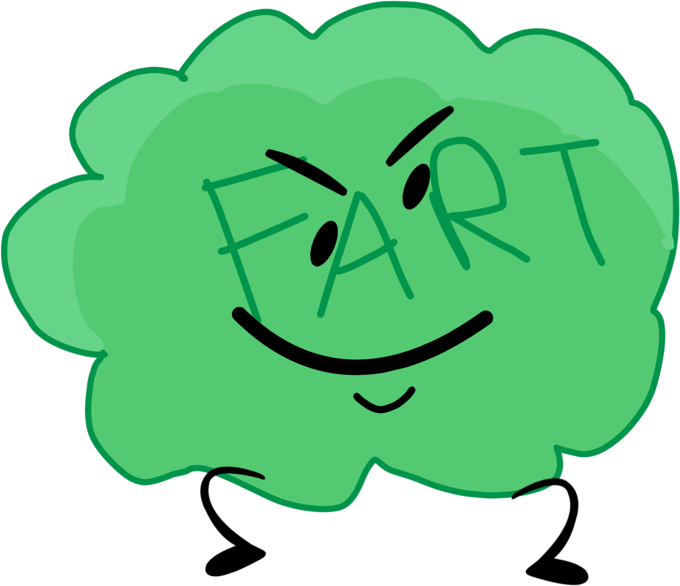 Fart 桌布 壁紙 — 一個綠色卡通雲，臉上帶著頑皮的笑容，並寫著「FART」這個詞。