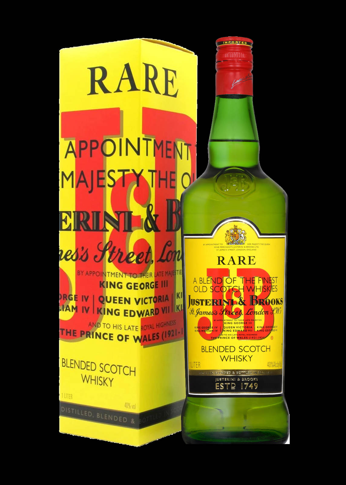 drinks 桌布 壁紙 — 一個綠色酒瓶和一個亮黃色盒子的Rare調和蘇格蘭威士忌，站在一個 stark 黑色背景前。