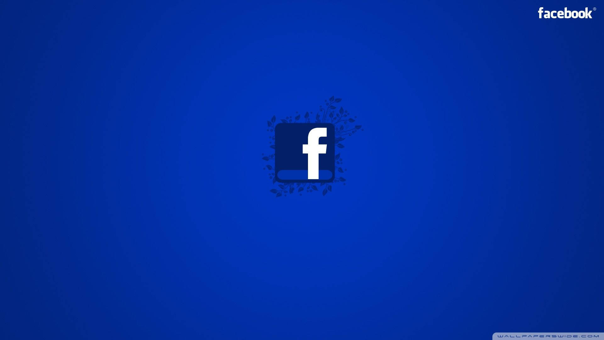 Facebook 桌布 壁紙 — 一個置中的白色Facebook標誌，位於漸變藍色背景上，帶有微妙的粒子效果。