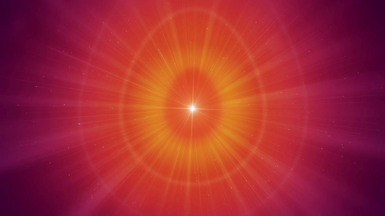Shiv Baba 桌布 壁紙 — 一個耀眼的星爆，在宇宙背景下迸發出火橙色和深洋紅色的光芒。