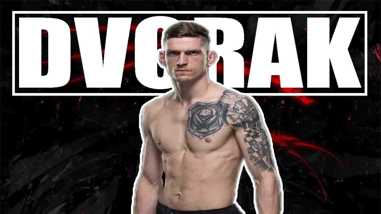 UFC 桌布 壁紙 — 一個肌肉發達、有刺青的男人自信地站在深色背景前，背景有紅色點綴和粗體白色文字 DVOBRAK。