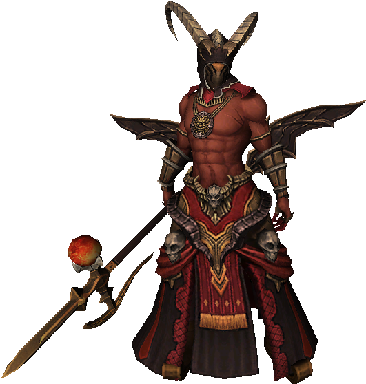 小偷 桌布 壁紙 — 一個肌肉發達的惡魔戰士，長著公羊角和蝙蝠般的翅膀，在黑色背景下揮舞著一把火焰劍。