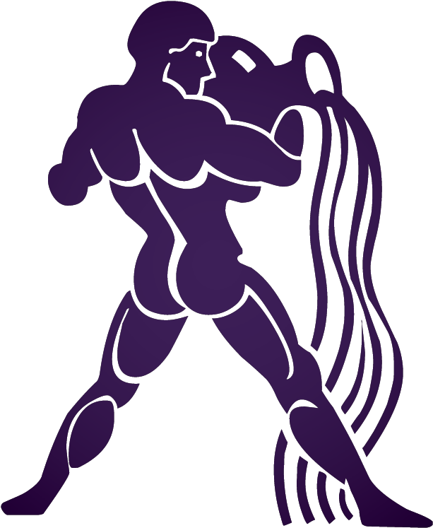 aquarius 桌布 壁紙 — 一個肌肉發達的男人擁抱馬匹的醒目紫色剪影，背景為純黑色。