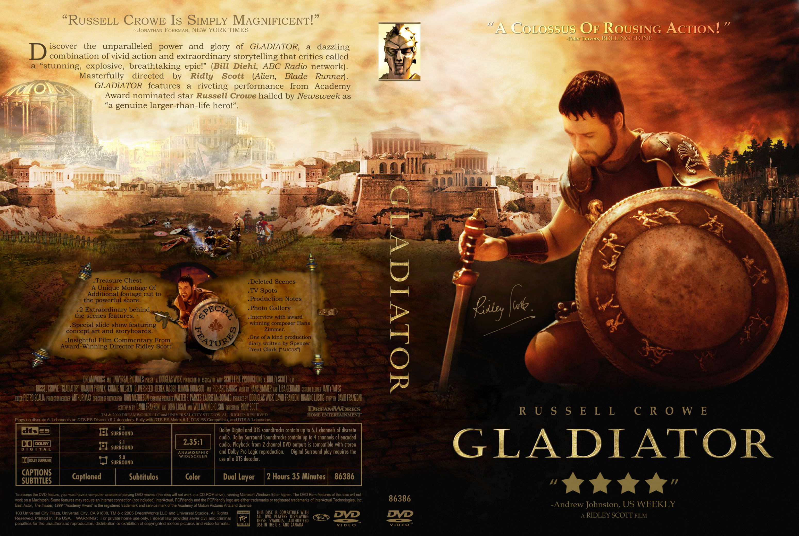 Gladiator 桌布 壁紙 — 一個肌肉發達的角鬥士身穿盔甲，手握劍和盾牌，背景是古羅馬競技場和戰場混亂，天空如火。
