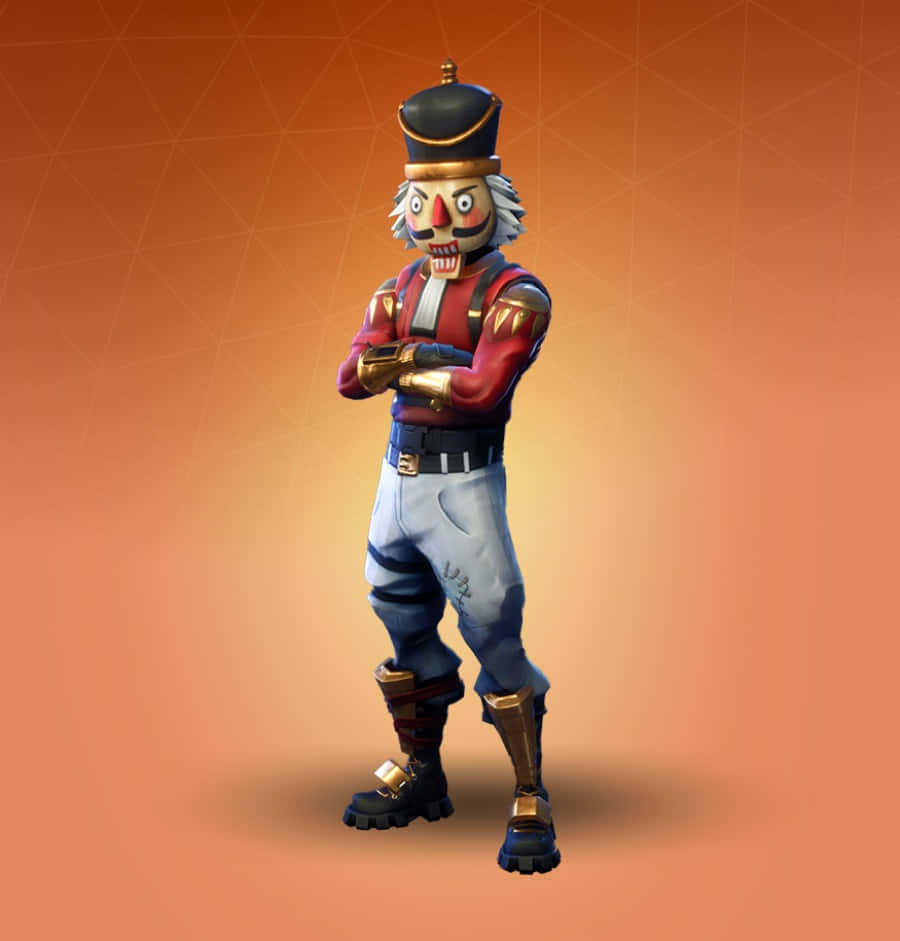 Fortnite Skins Battle Royale 桌布 壁紙 — 一個胡桃鉗士兵角色自信地交叉雙臂，站在溫暖的漸變背景前。