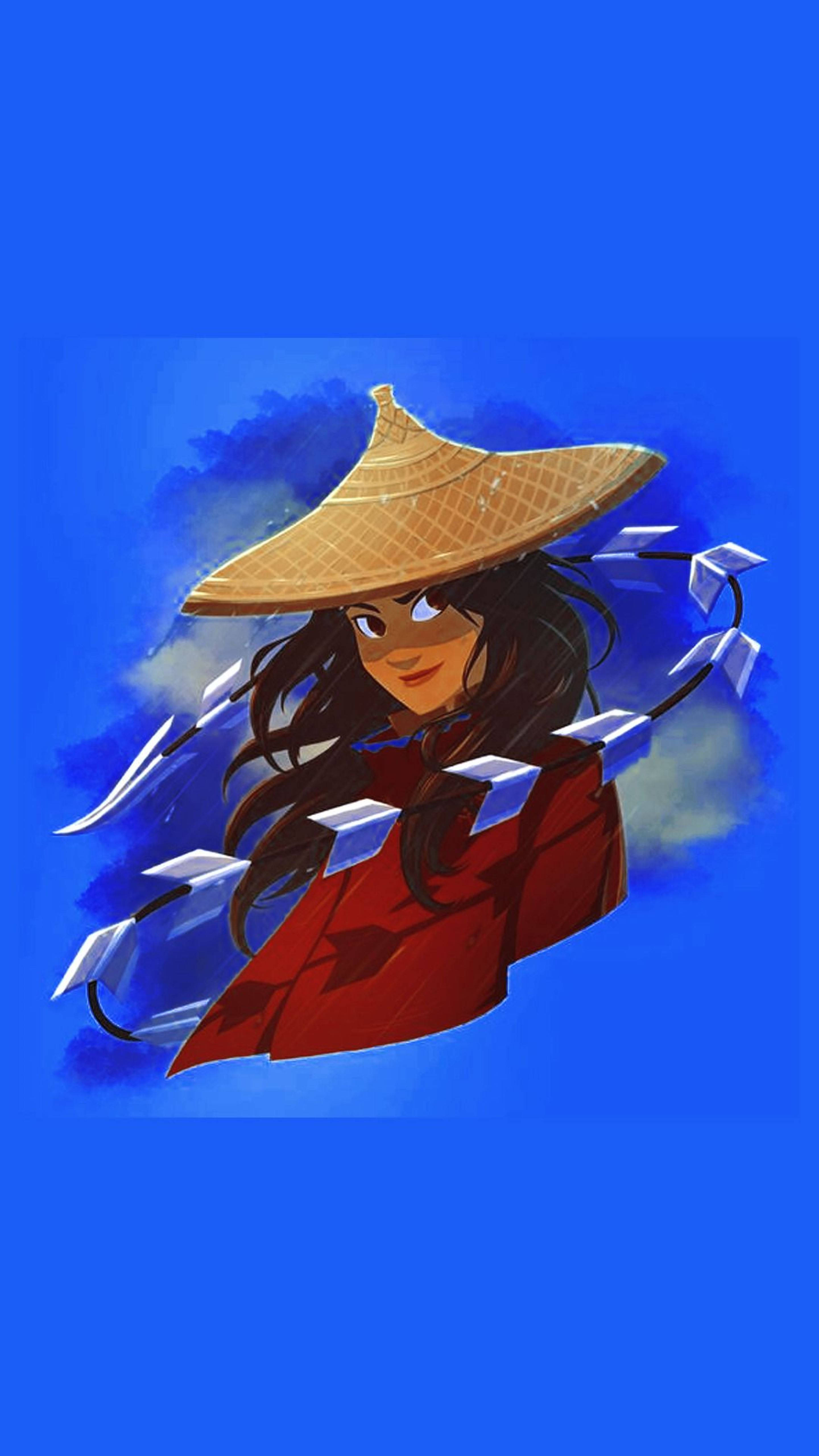 Raya 桌布 壁紙 — 一個自信的動漫戰士，戴著草帽和紅色長袍，在充滿活力的藍天中飛翔，身後有紙飛機尾隨。