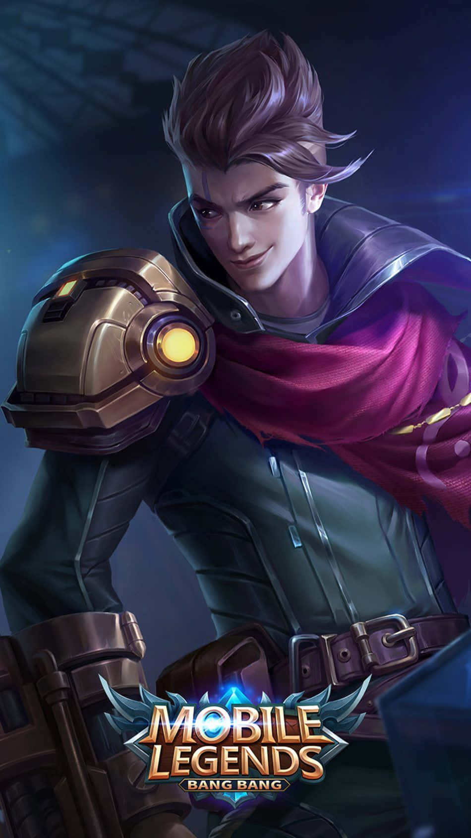 來自 Mobile Legends Bang Bang 的動漫遊戲角色，擁有發光盔甲和紅色披風。 — Mobile Legends 動態圖 壁紙