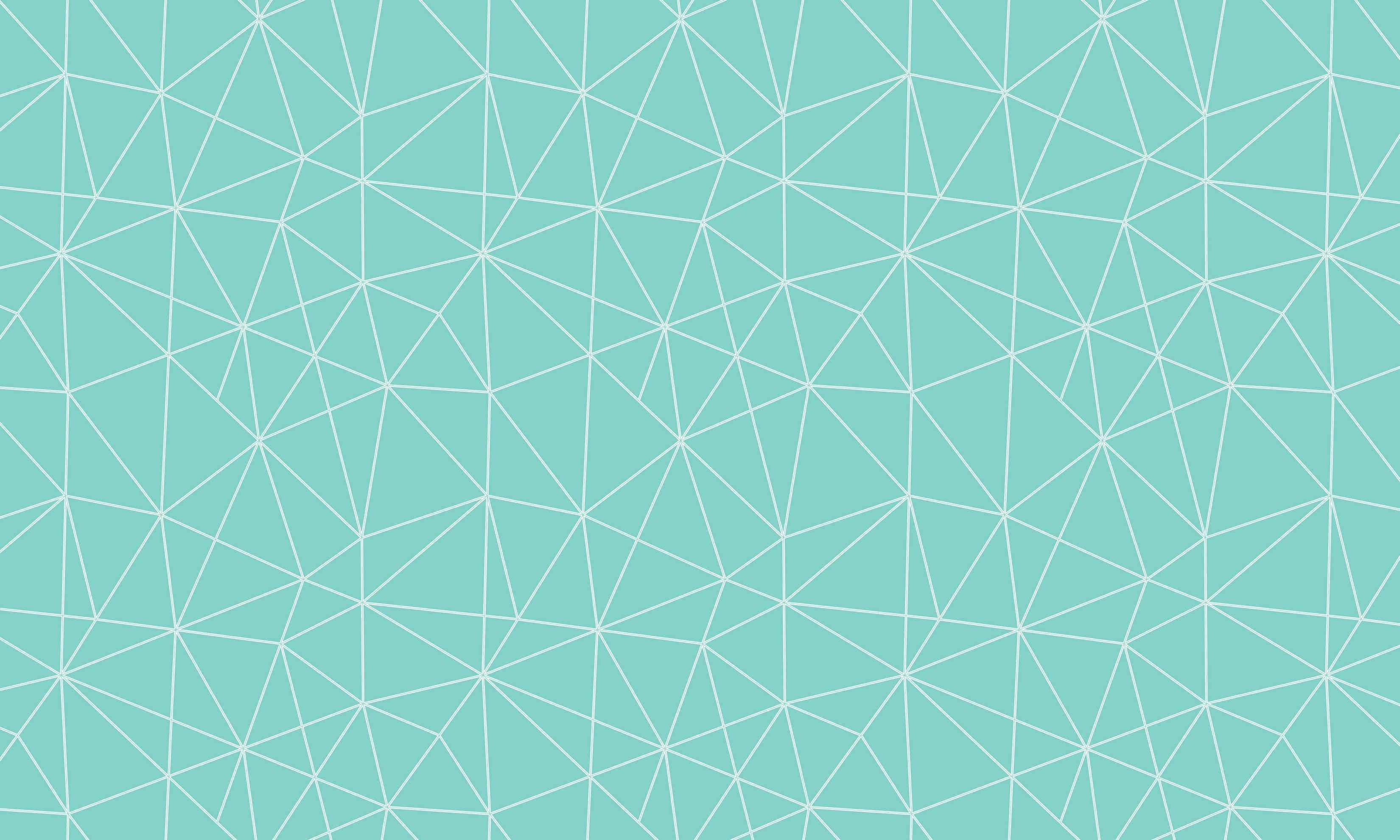 青色GIF 桌布 壁紙 — 一個舒緩的藍綠色背景，充滿了相互連接的白色三角形重複圖案，營造出現代幾何設計。