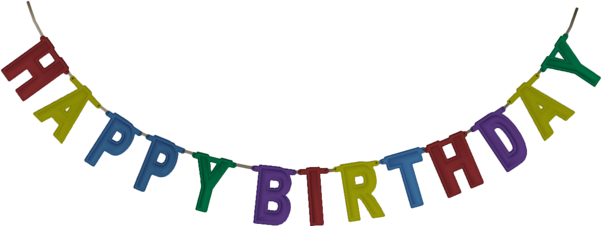 生日快樂 桌布 壁紙 — 一個色彩繽紛的彩虹字母橫幅在純黑色背景上拼出生日快樂。