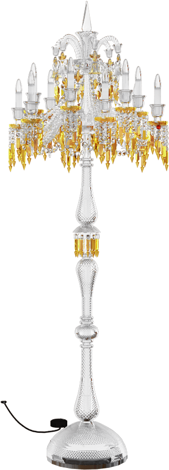 Chandelier 桌布 壁紙 — 一個華麗的水晶吊燈，帶有金色裝飾和白色蠟燭，立在黑色背景前。