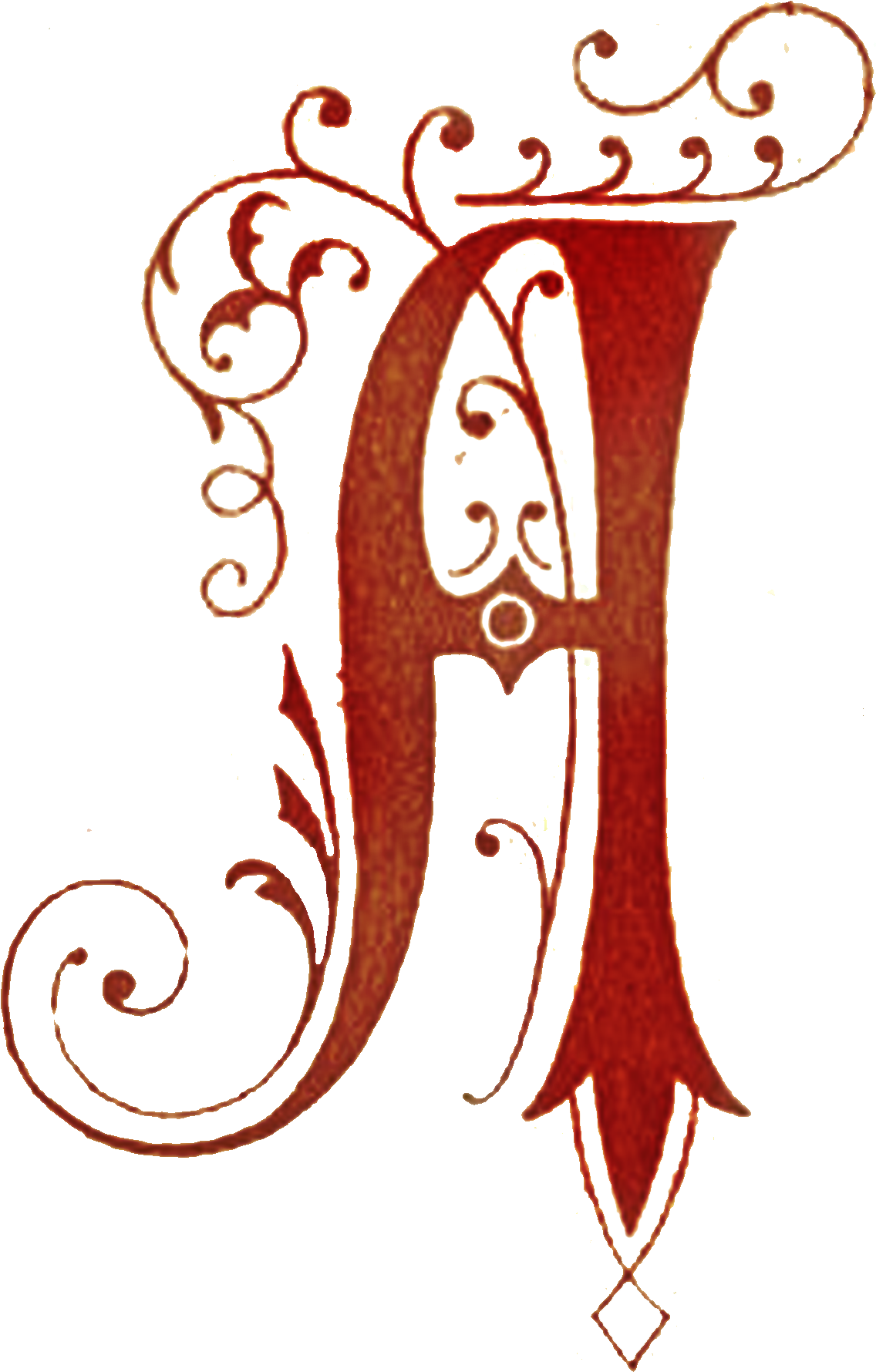 字母A動圖 桌布 壁紙 — 一個華麗的紅色大寫字母A，帶有旋轉的花飾，在純黑色背景上大膽地呈現。