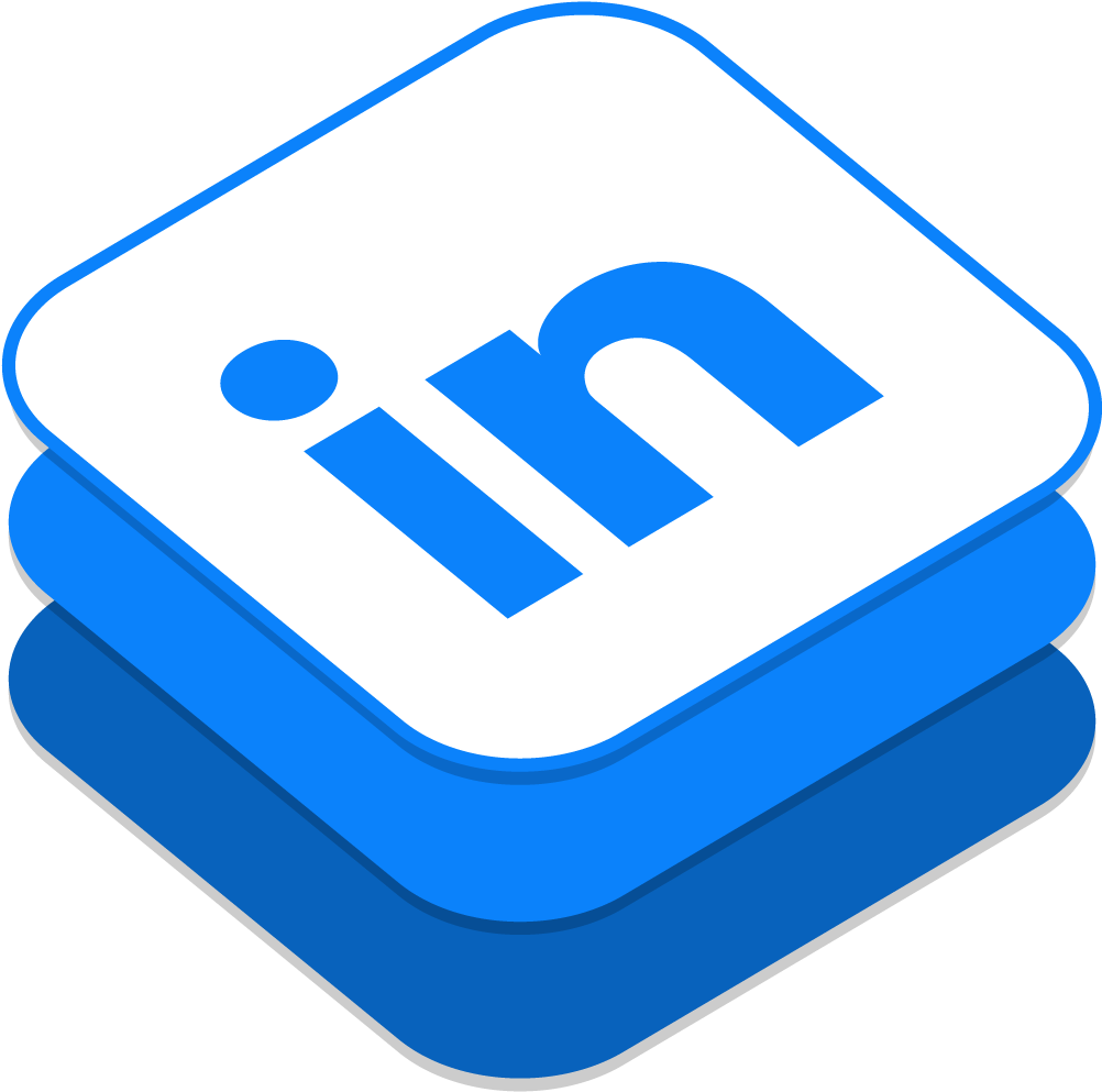 領英 桌布 壁紙 — 一個藍白相間的LinkedIn標誌圖示，採用3D堆疊設計，背景為黑色。