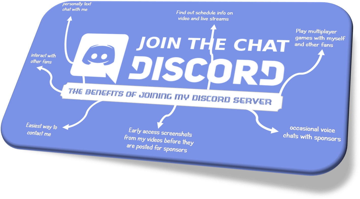 Discord 桌布 壁紙 — 一個藍色Discord伺服器推廣圖，列出聊天遊戲和早期影片存取等福利。