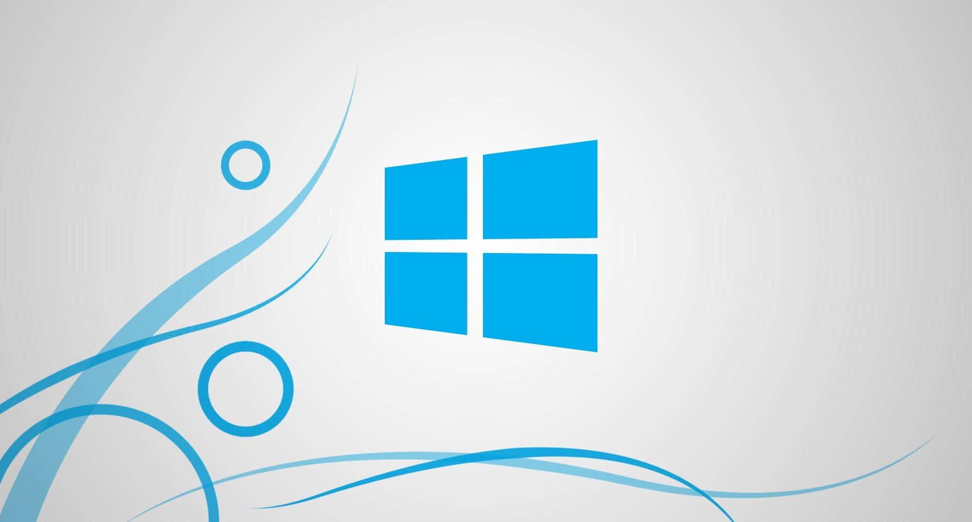Windows 8 桌布 壁紙 — 一個藍色Windows標誌居中於淺灰色背景上，帶有流動的抽象藍色漩渦和圓圈。