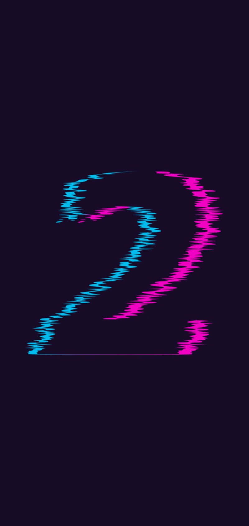 Numbers 桌布 壁紙 — 一個藍色和粉紅色的故障霓虹數字2在深色背景上脈動。