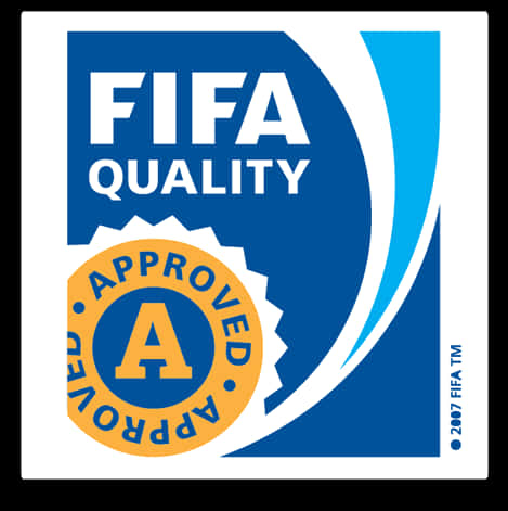 Fifa Game 桌布 壁紙 — 一個藍色和黃色的FIFA Quality Approved標誌，圓形印章內有一個大字母A。