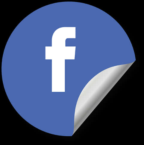Facebook 桌布 壁紙 — 一個藍色圓形Facebook標誌貼紙，角位被掀起，放在黑色背景上。
