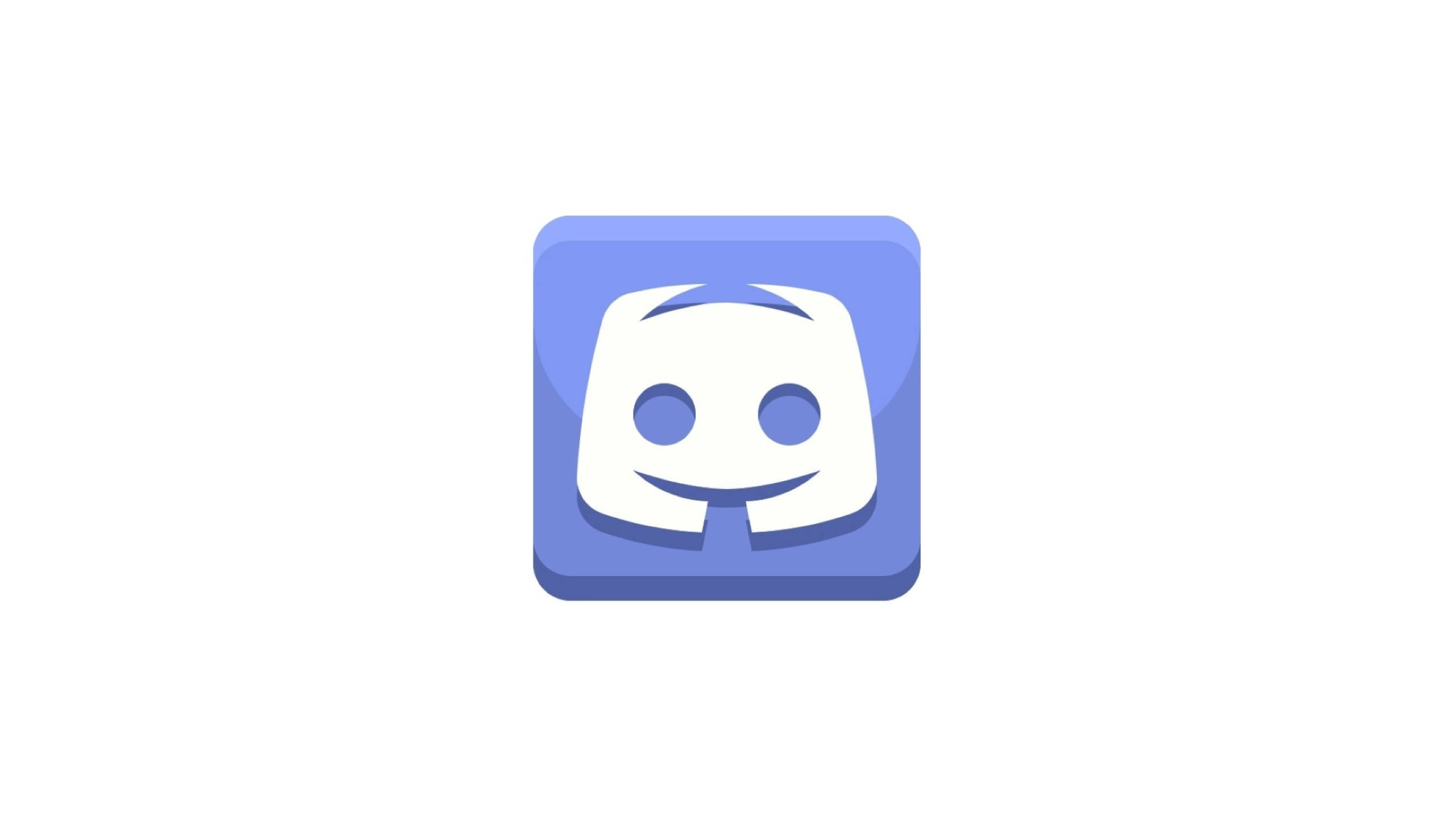 Discord 桌布 壁紙 — 一個藍色方形應用程式圖示，上面有一個白色笑臉，有圓圓的眼睛和簡單的嘴巴。