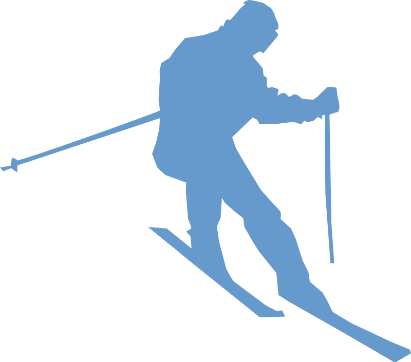 ski 桌布 壁紙 — 一個藍色滑雪者剪影在純黑背景上動感十足。