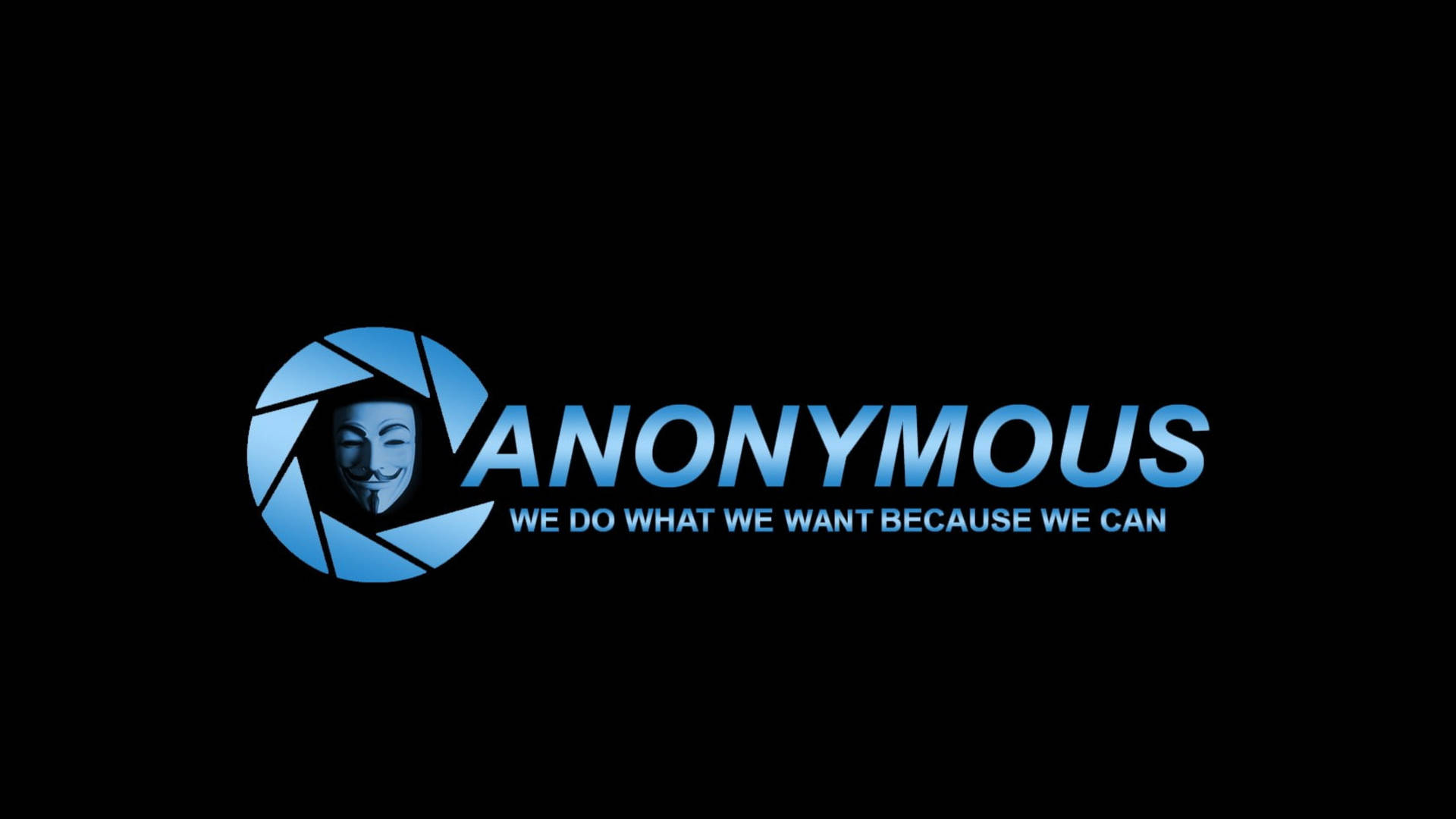 Anonymous標誌，帶有相機光圈設計的Guy Fawkes面具。