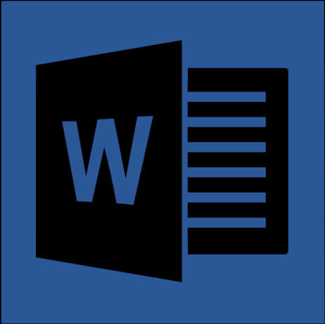 microsoft 桌布 壁紙 — 一個藍色的Microsoft Word圖示，上面有一個黑色的文件符號和白色的字母W，背景是純藍色。