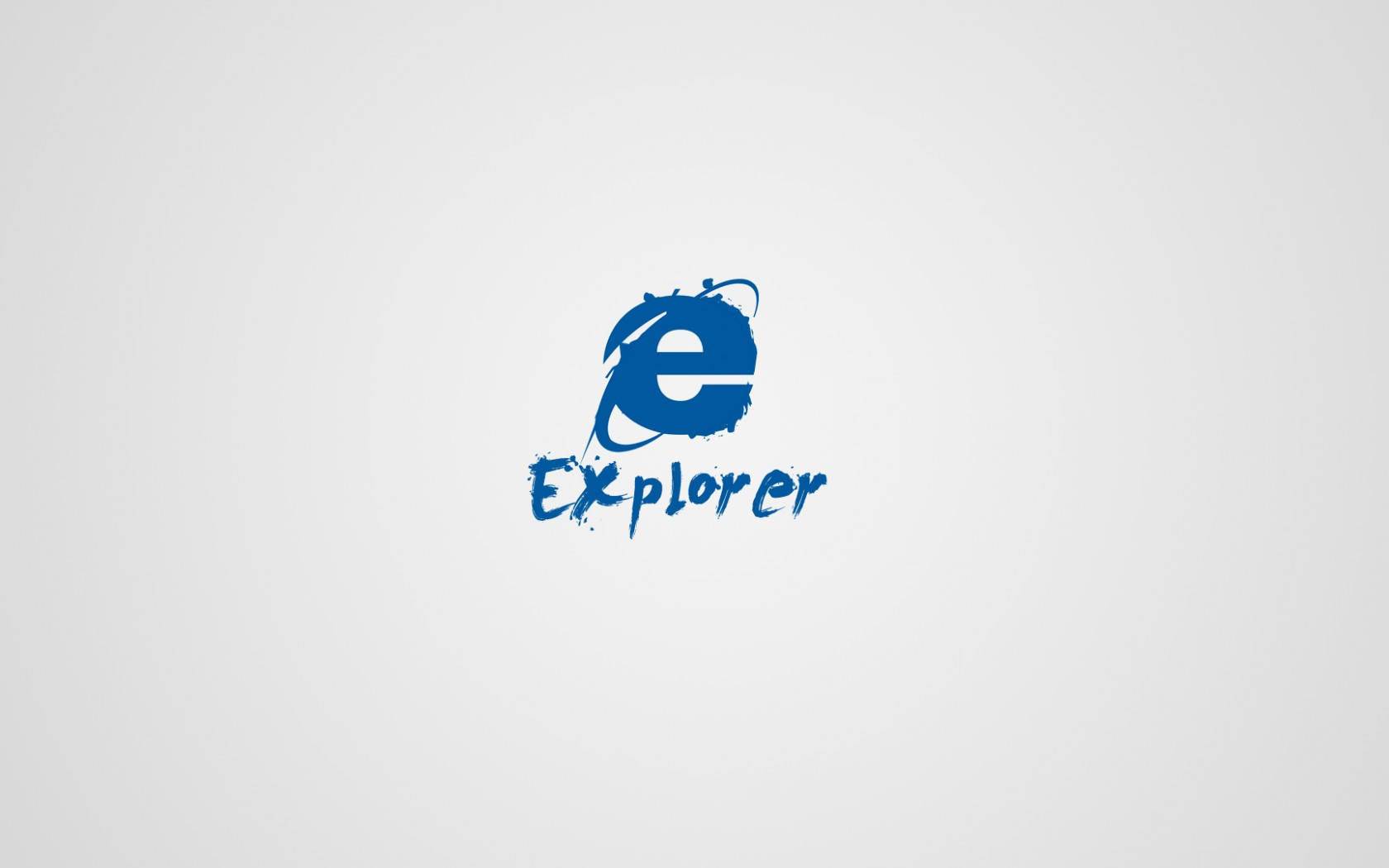 藝術 桌布 壁紙 — 一個藍色風格化的「e」標誌，下方有「Explorer」字樣，背景為純淺灰色。