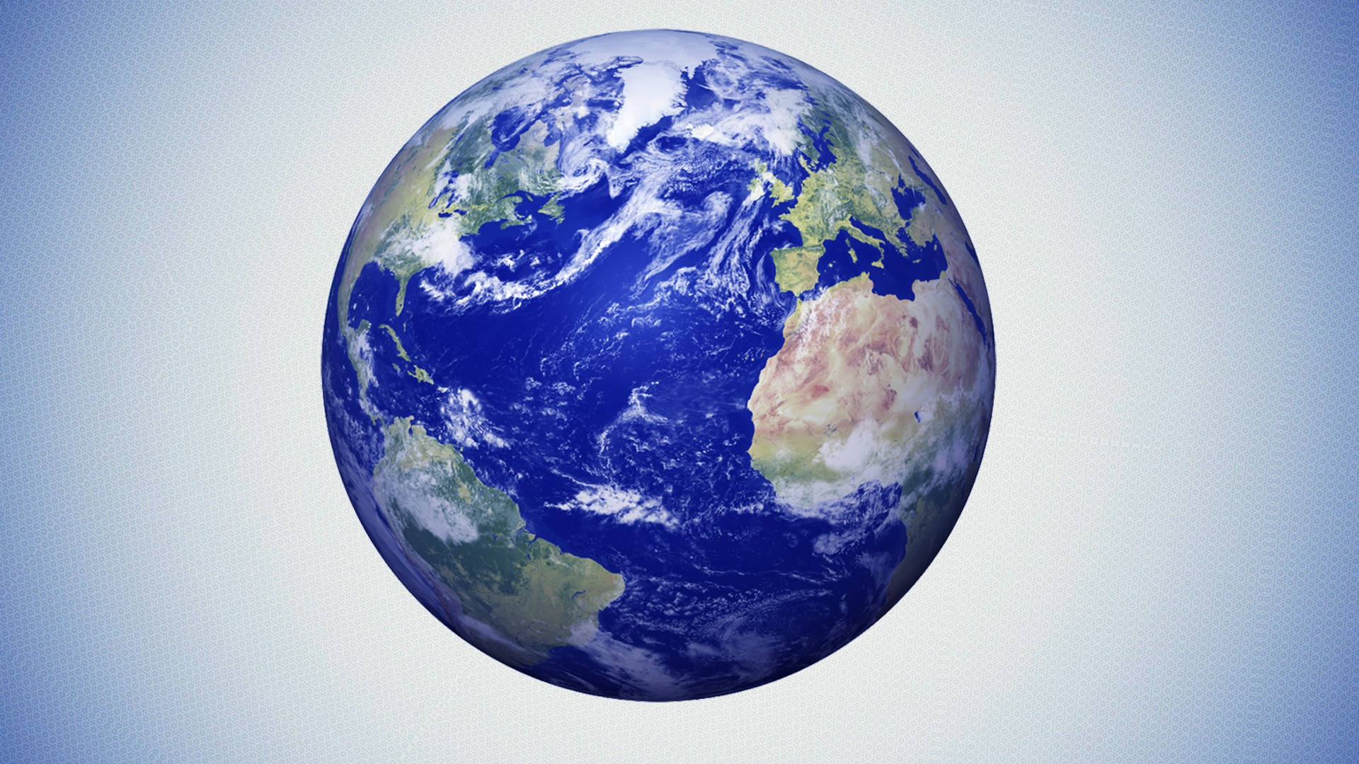 高清 桌布 壁紙 — 一個詳細的3D渲染地球，顯示大陸、海洋和雲層，背景為柔和的藍色漸變。