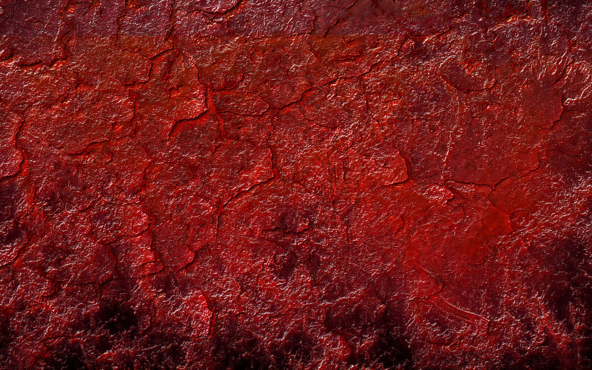Solid Red 桌布 壁紙 — 一個豐富的紅色紋理表面的特寫，帶有深深的裂縫和不均勻的筆觸，營造出粗獷的藝術效果。