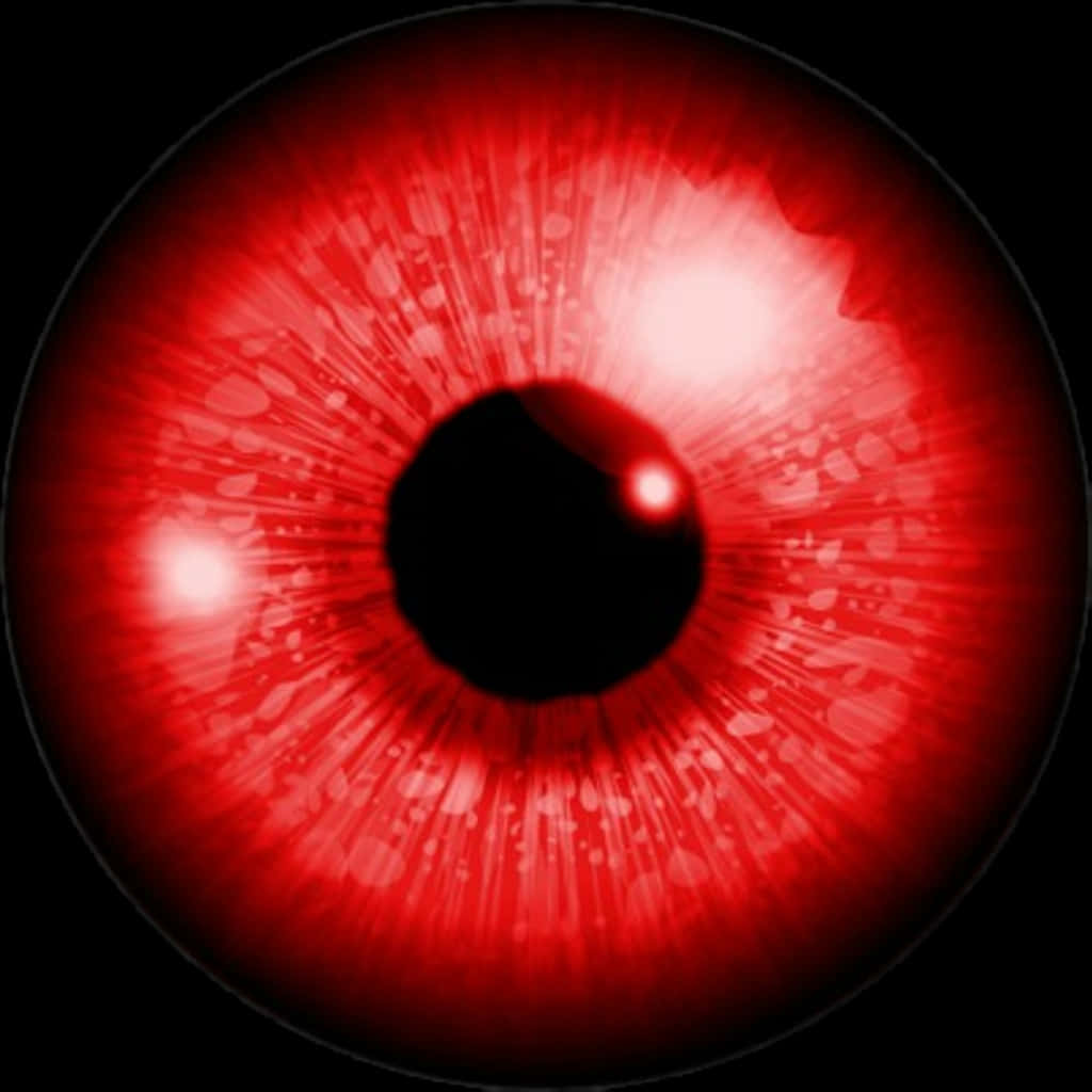Eyes Lens 桌布 壁紙 — 一個超現實的特寫，發光的紅色眼睛，帶有複雜的徑向圖案和明亮的亮點，背景是黑色虛空。