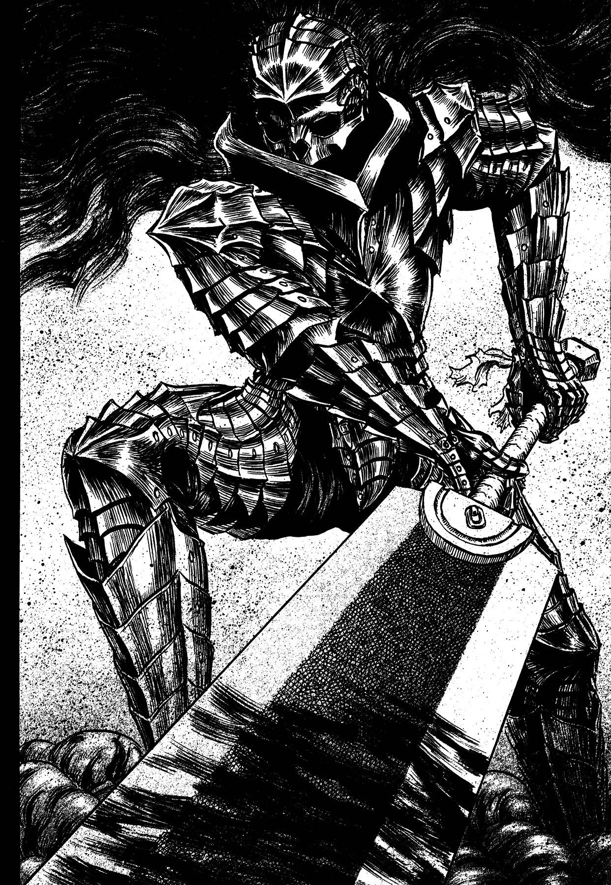 身穿盔甲的骷髏騎士在動態黑白插圖中揮舞著一把大劍。 — 漫畫gif 壁紙