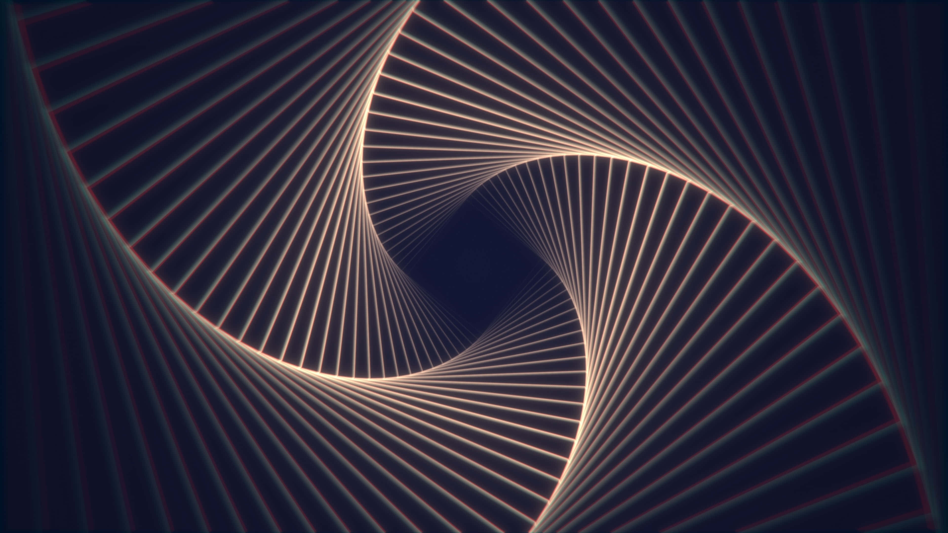 Spiral 桌布 壁紙 — 一個迷人的數位螺旋，由發光的白色線條匯聚成黑暗虛空，產生催眠般的漩渦效果。
