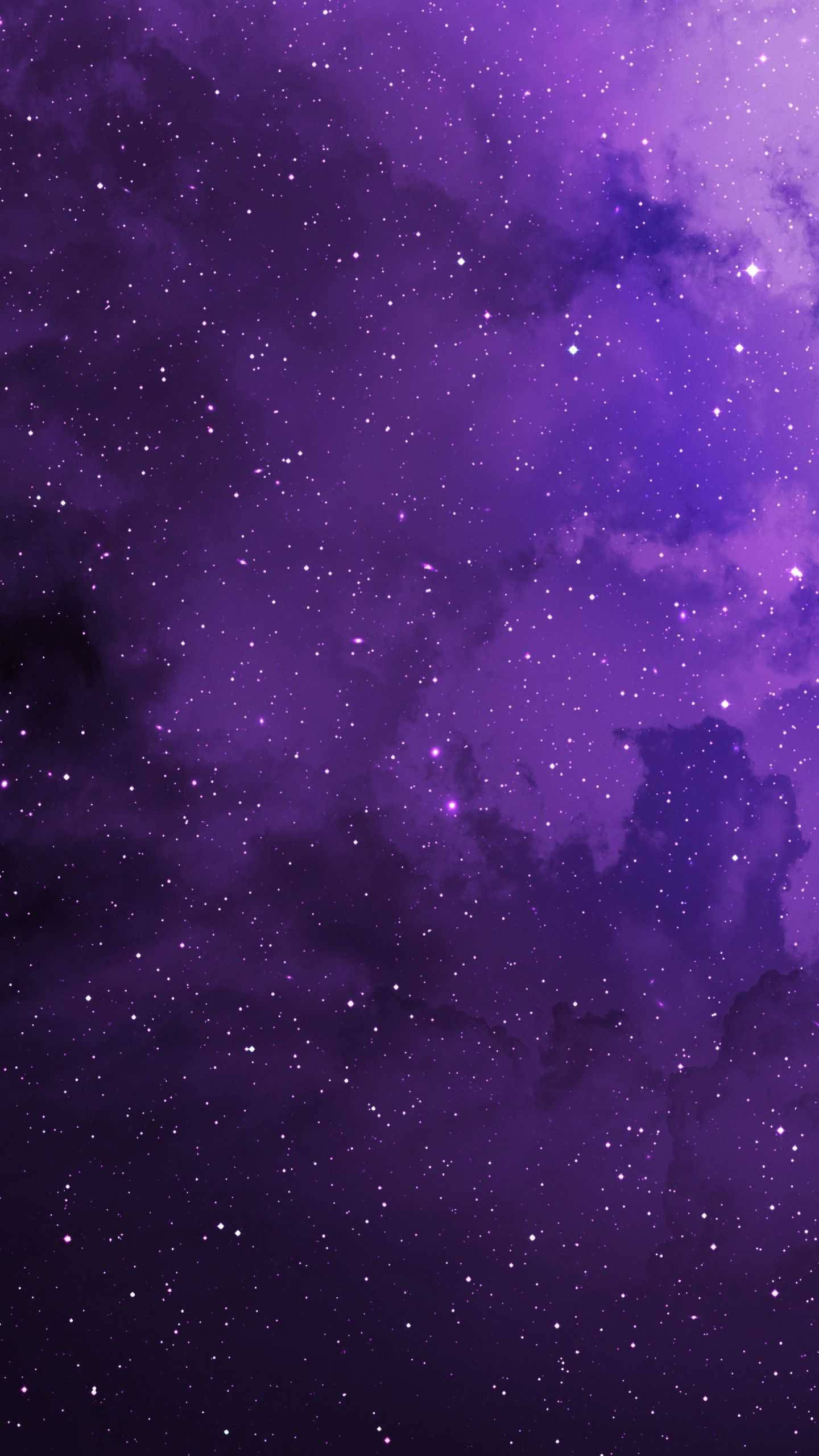 Kawaii Purple 桌布 壁紙 — 一個迷人的深紫色星系，充滿閃爍的星星和旋轉的宇宙雲。