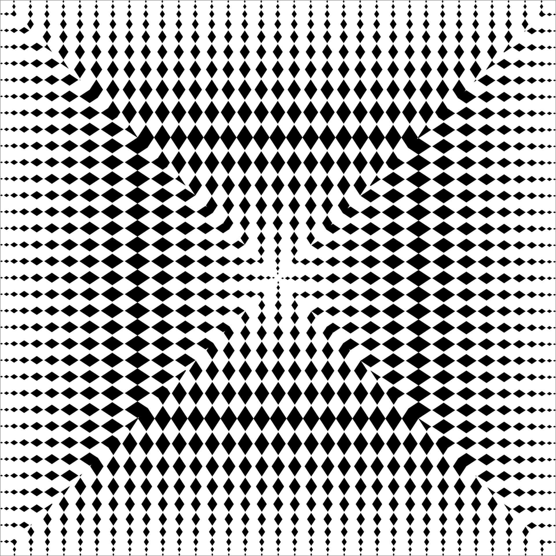 Cool Optical Illusions 桌布 壁紙 — 一個迷人的黑白光學錯覺圖案，由重複的菱形組成，營造出3D隧道效果。
