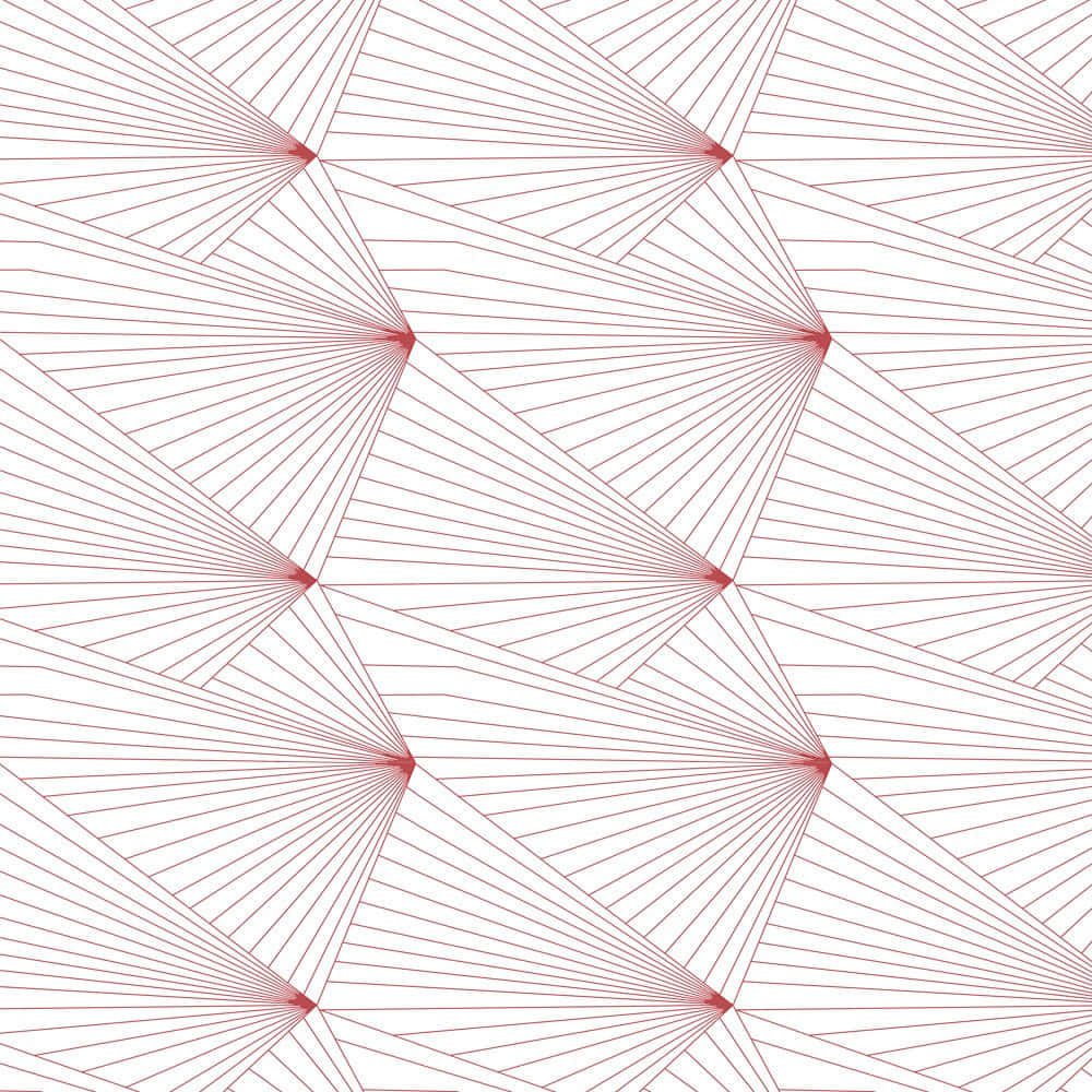 Red And White 桌布 壁紙 — 一個重複的幾何圖案，由白色背景上的菱形點放射出紅色線條。