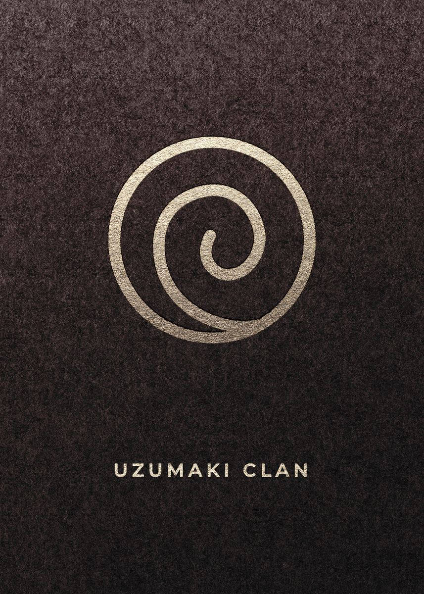Clan 桌布 壁紙 — 一個金屬漩渦標誌的宇智波一族在質感深色布料背景上閃耀。