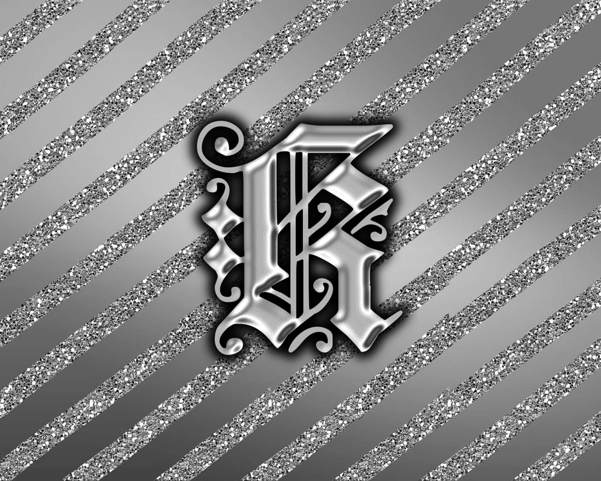 閃亮的裝飾字母K在亮粉對角條紋背景上 — 字母K動圖 壁紙