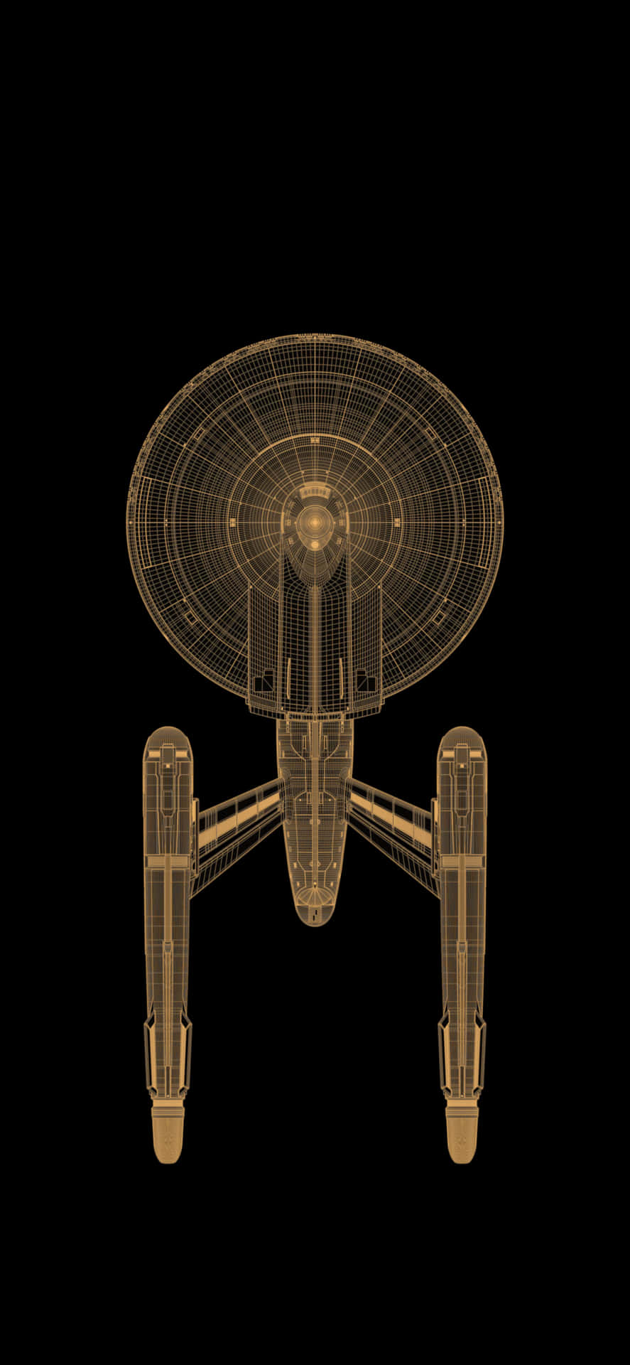 黑色背景上的金色線框星艦 — 星際爭霸戰 GIF 壁紙