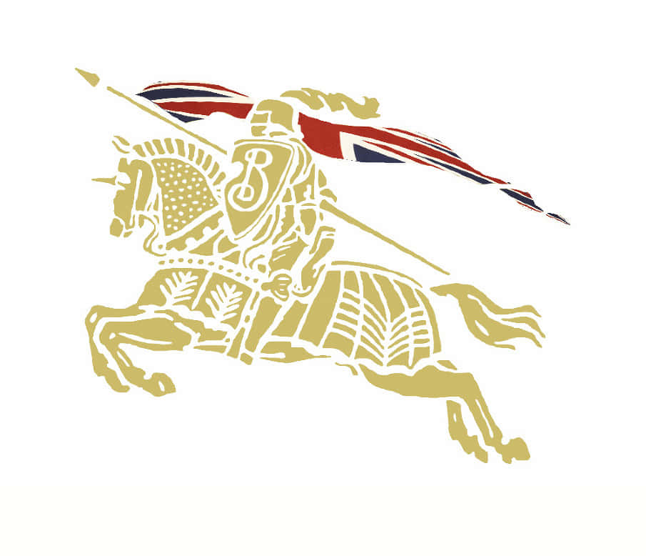 Burberry 桌布 壁紙 — 一個金色騎士騎馬衝鋒的剪影，身後飄揚著英國國旗。