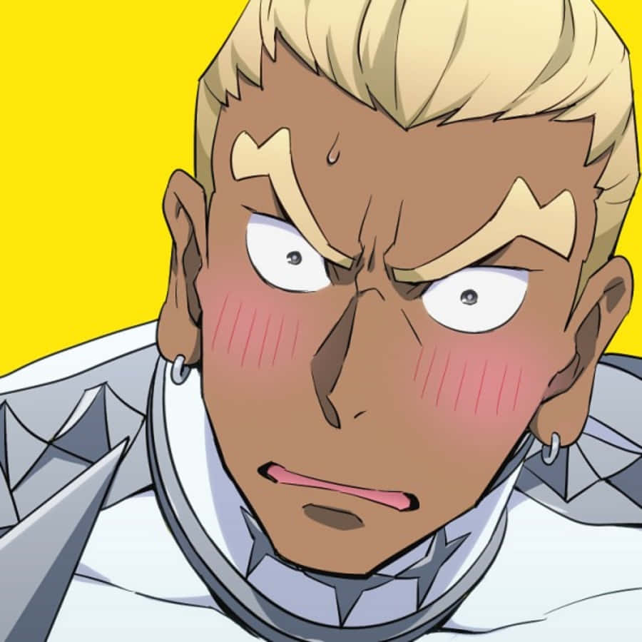 Ira Gamagoori 桌布 壁紙 — 一個金髮且表情憤怒的動漫角色，背景為明亮的黃色。
