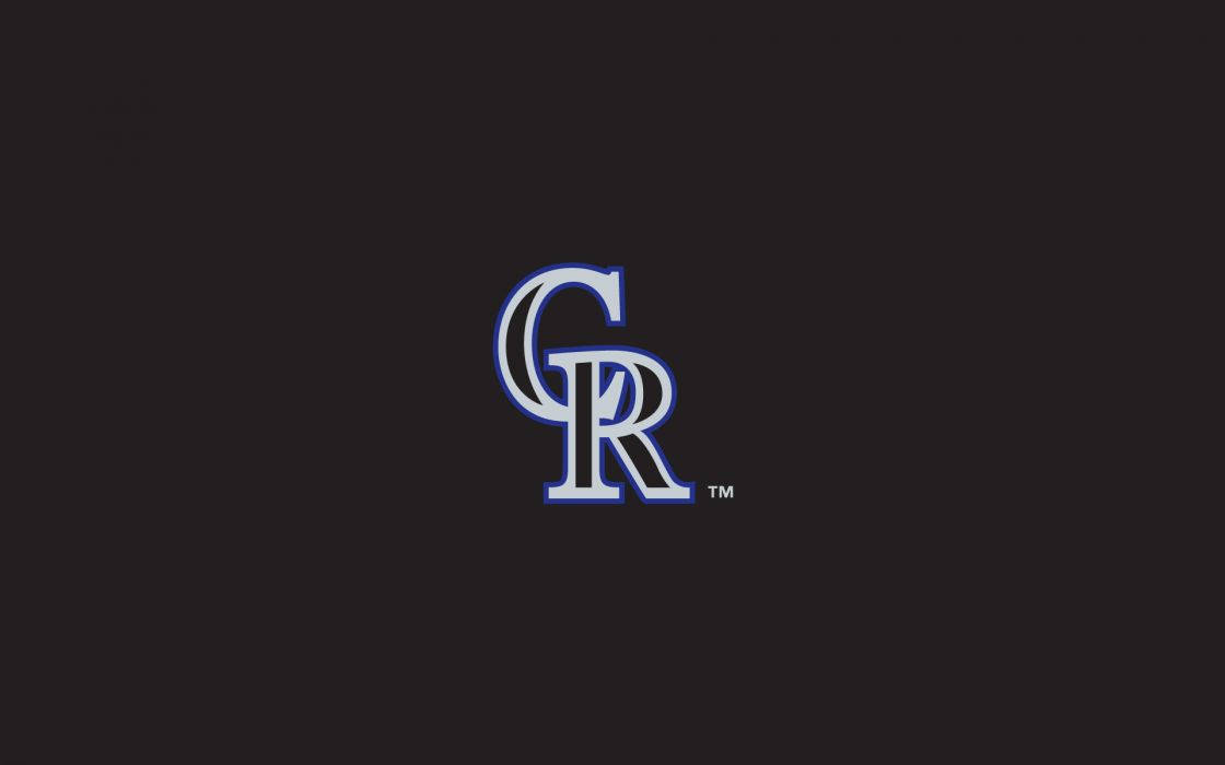 Rockies 桌布 壁紙 — 一個銀色和藍色的時尚交錯CR標誌在深色背景上發光。